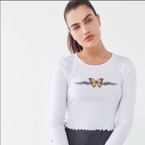 Urban Outfitters Butterfly Cropped Long Sleeve